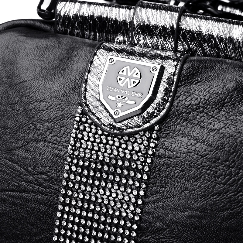 Женский рюкзак 3 в 1 черные кожаные роскошные дамские сумочки дорожные плетеные