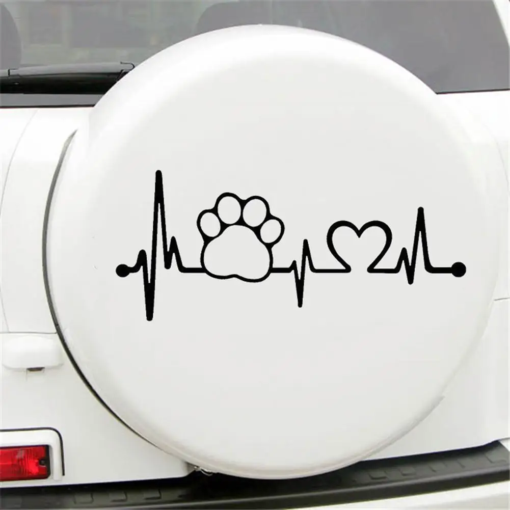 

Heartbeat Dog Paw Creative Motorcycle Car Window Body Decoration Sticker Decal 3D Car Stickers And Decals Motorcycle Stickers