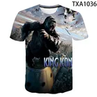 Новинка 2021, летняя черная Повседневная модная футболка с 3D-принтом King Kong для мужчин и женщин, с круглым вырезом и коротким рукавом в стиле хип-хоп, 130-6XL