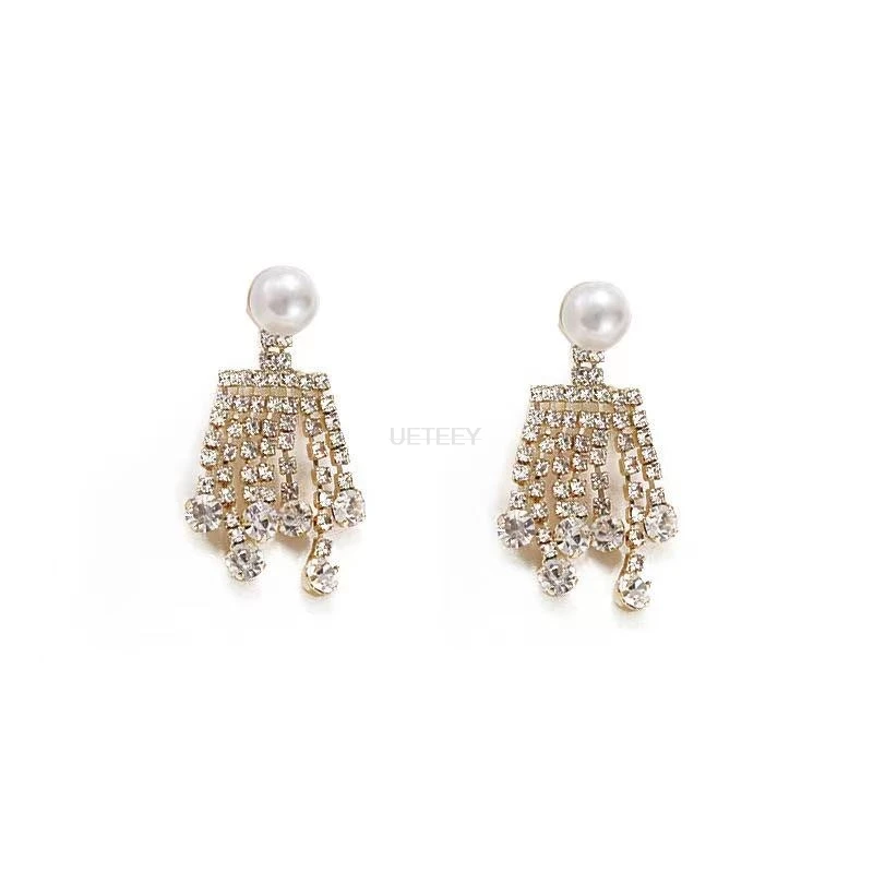 

Liwore Fashion Pearl Earrings For Women Alloy Zircon Geometry Drop Earrings Noble Tassel Earrings Jewelry