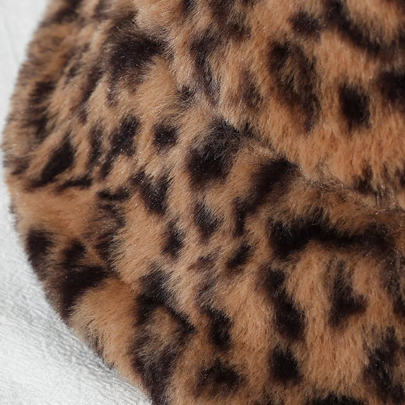 Женская зимняя Панама из искусственного меха с леопардовым принтом | Аксессуары