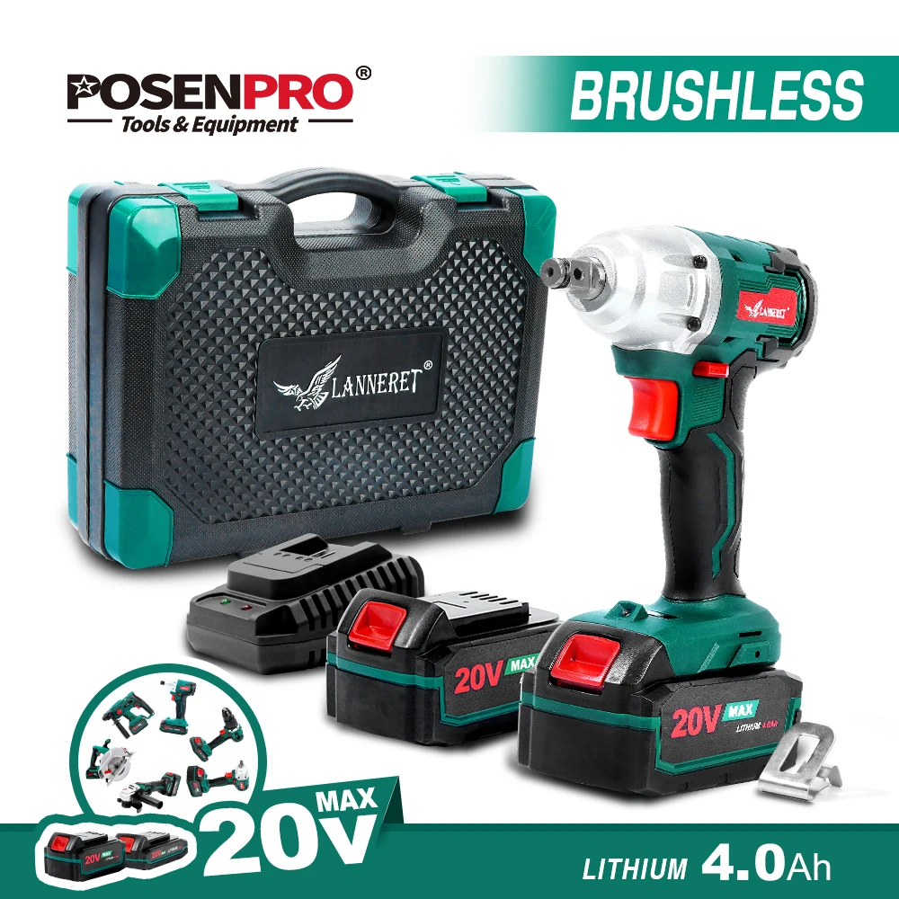 Бесщеточный беспроводной ударный гайковерт 20 в электрический светодиодный