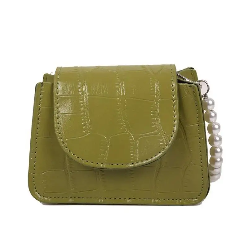 

2021 Summer Shoulder Bag Coin Purse Female Pu Leather Fashion Mini Crocodile Pattern Pearl Lipstick Bag