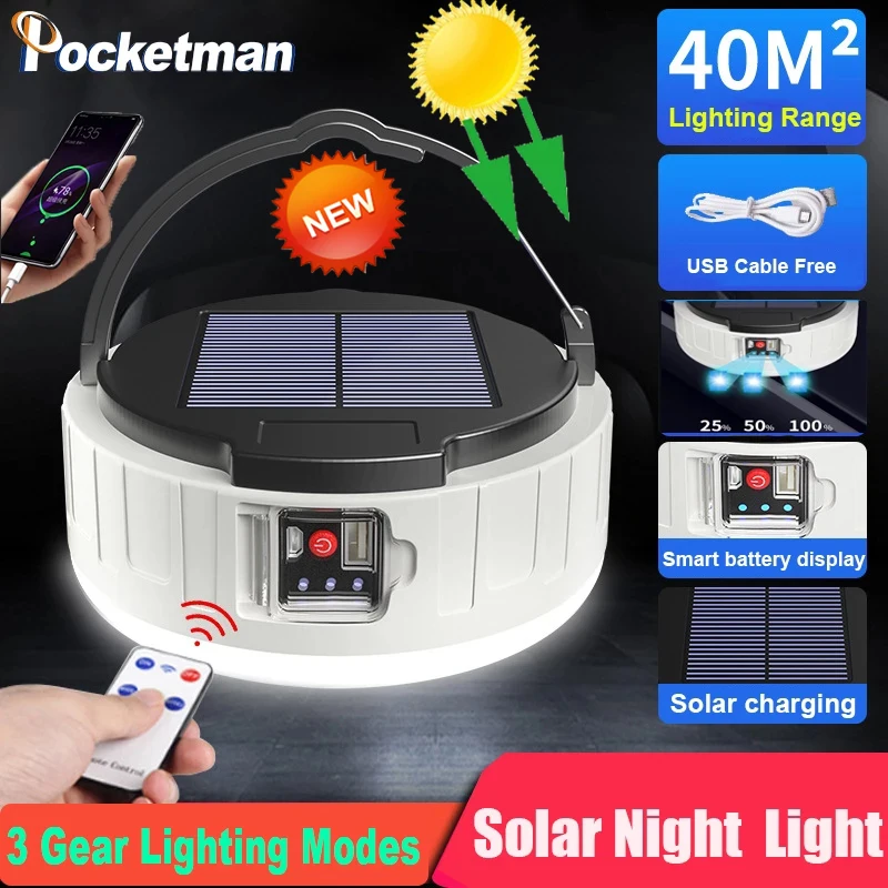 

Solar/USB Rechargeable Light Emergency Light Portable Solar Lights Camping Lantern Night Light Tent Light Outdoor Solar Lamp