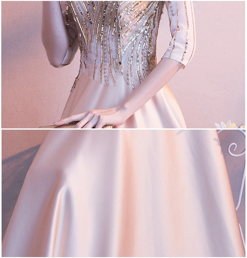 Вечернее платье для невесты женское Ципао с круглым вырезом Элегантное Длинное в