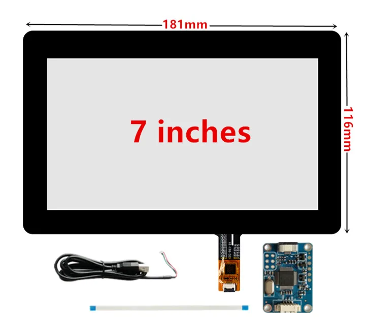 

7 inch 181mm*116mm Industry Capacitive Touch Digitizer Touch Screen Panel Glass USB Driver Board