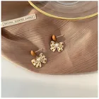 Корейские модные украшения, серьги для женщин, оранжевые нежные серьги в горошек с бантом, осень и зима, новые высококачественные серьги-гвоздики