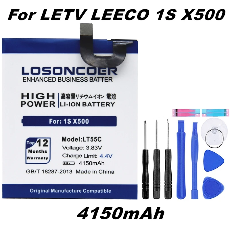 LOSONCOER 4150 мАч LT55C для leEco Letv 1S X500 аккумулятор высокого качества+ номер отслеживания+ Подарочные инструменты+ наклейки