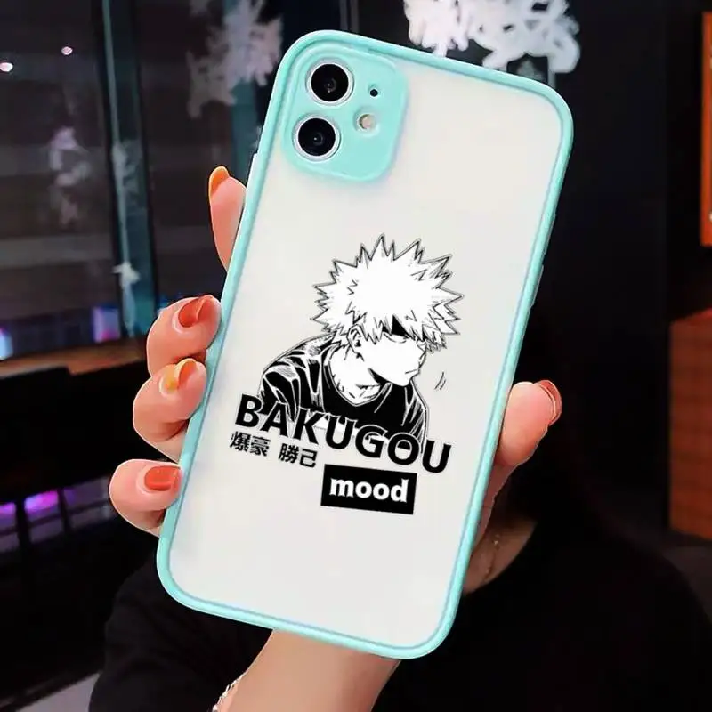 

My hero academia Phone Case For iPhone 12 11 Mini Pro XR XS Max 7 8 Plus X Matte transparent blue Back Cover