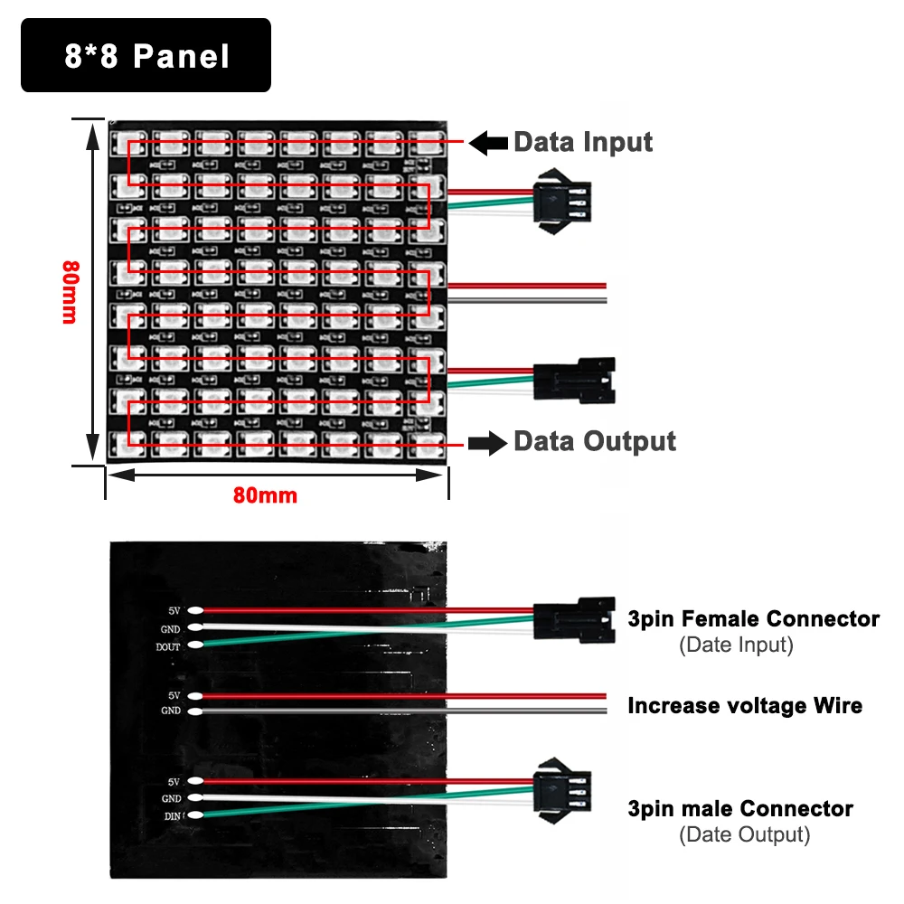 DC5V WS2812B Led Digital Panel Module Matrix Flexible Screen 5050 RGB Individually Addressable Pixels 8*8/16*16 IP30 | Освещение