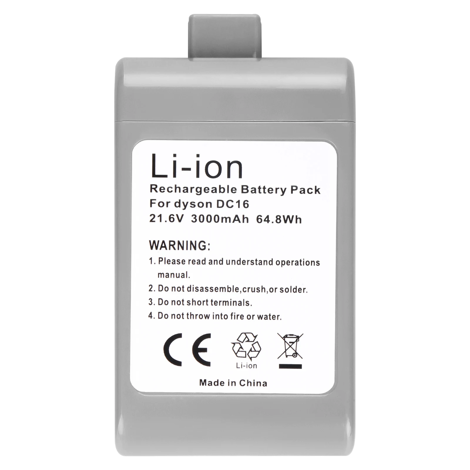 

3.0Ah 21.6V Li-ion DC16 Vacuum Cleaner Replacement Battery for Dyson DC16 DC12 12097 BP01 912433-01 L30