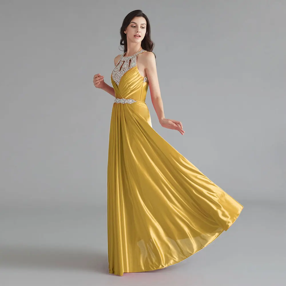 2019 Кристальные платья подружки невесты без бретелек Длинные атласные свадебные