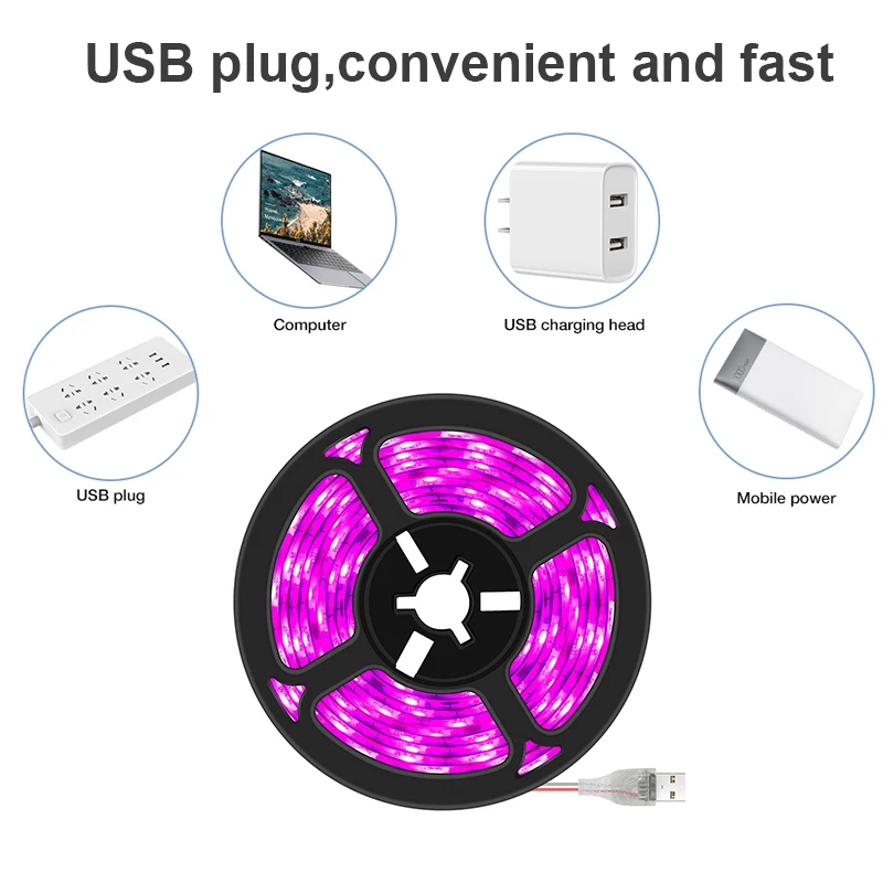 

USB Plant lights 5V LED Grow Light Strip 2835 1m 2m 3m Hand sweep LED Phyto lamp Tape for Hydroponic Greenhouse Seedlings Growth