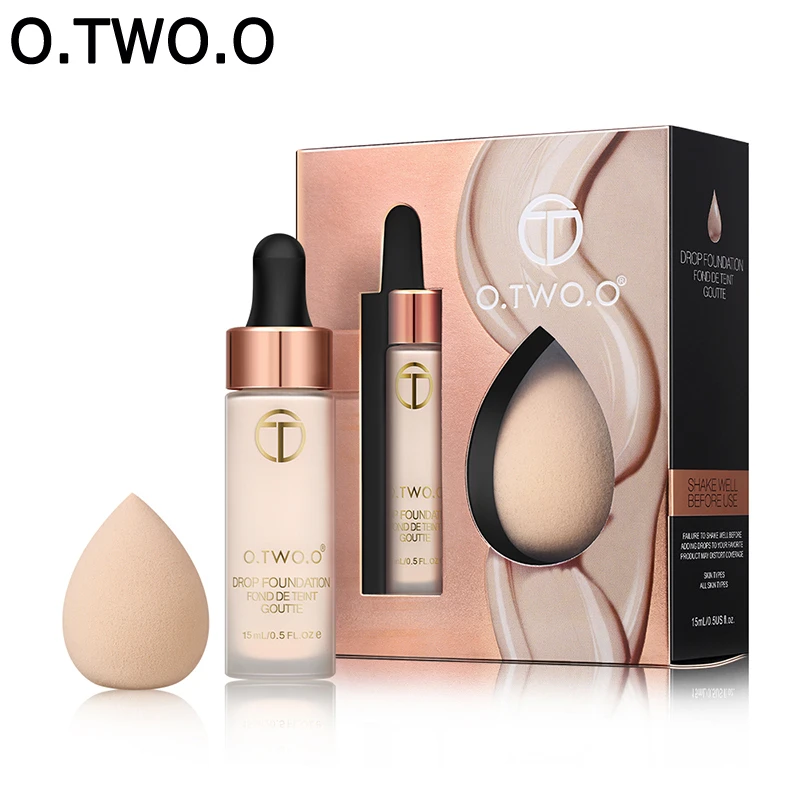 O. TWO. O, 15 мл, мягкая основа, набор, основа, Maquiagem, с губкой, матовая, контроль масла, консилер, Жидкая основа, крем, набор для макияжа лица