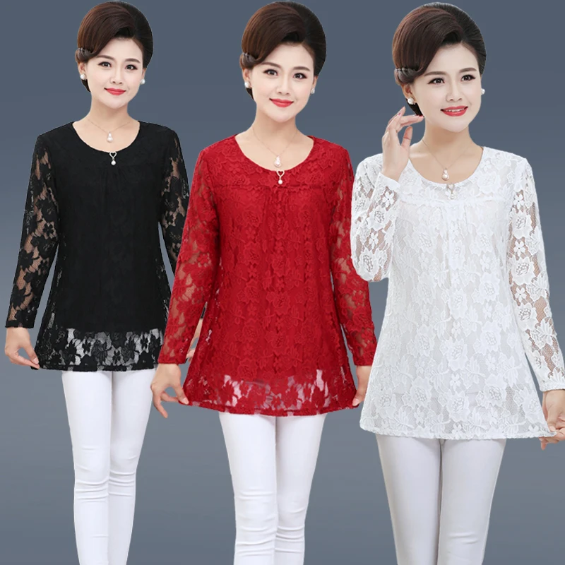 2020 размера плюс одежда с длинным рукавом кружевным узором Для женщин футболка