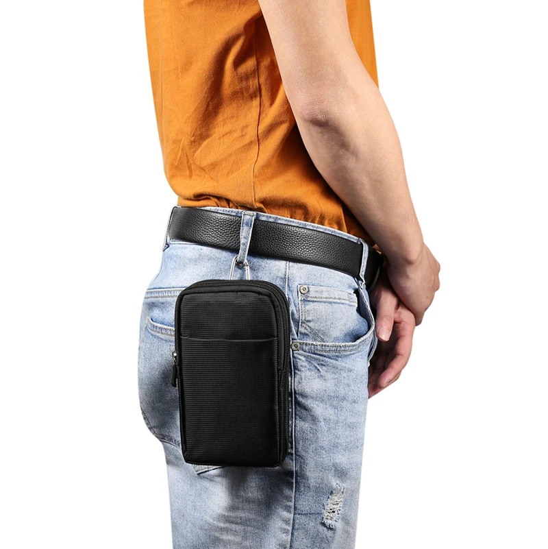 

Universal For All Below 4.7-6.9 inch Mobile Phones Pouch Outdoor 2 Zippers 3 Pockets Wallet Case Belt Clip Bag For smartphone