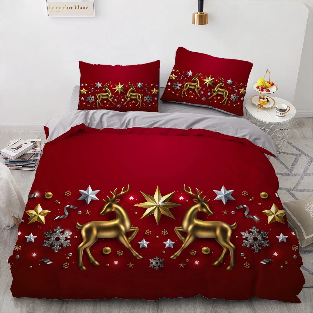 

Classic 3D Bed Duvet cover set Bedding sets Quilt/Comforter cover Pillow case Queen Double Custom Christmas Bedclothes