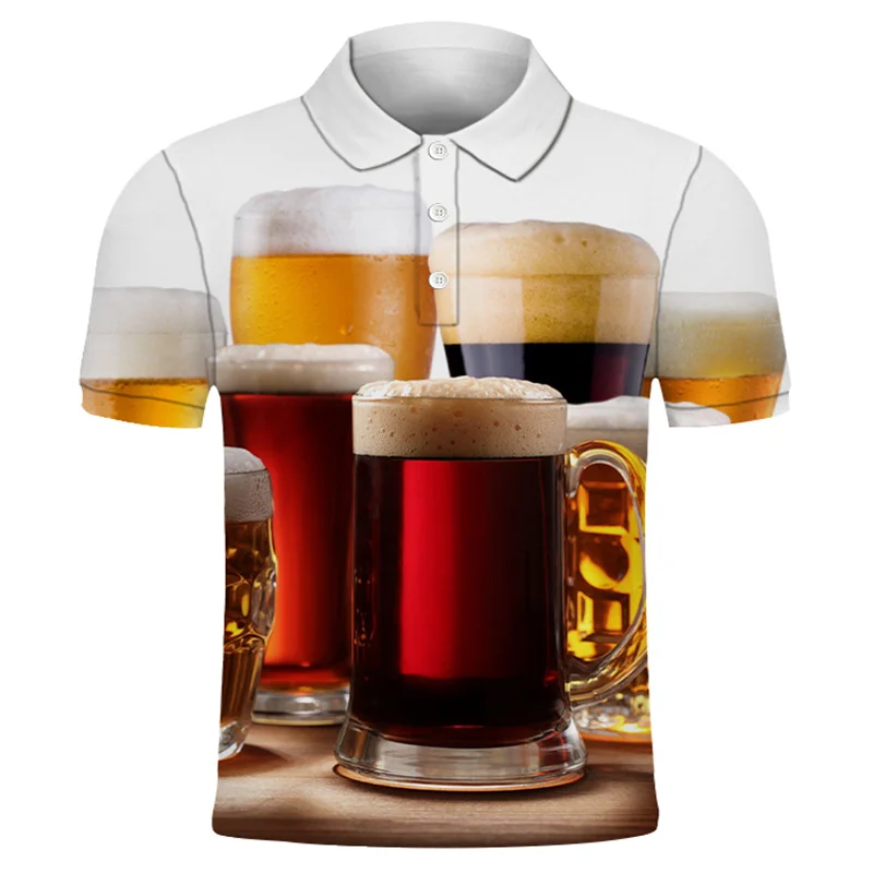 

2021 new fashion men and women T-shirt beer printing 3d T-shirt polo summer short-sleeved T-shirt male T-shirt XXS-6XL