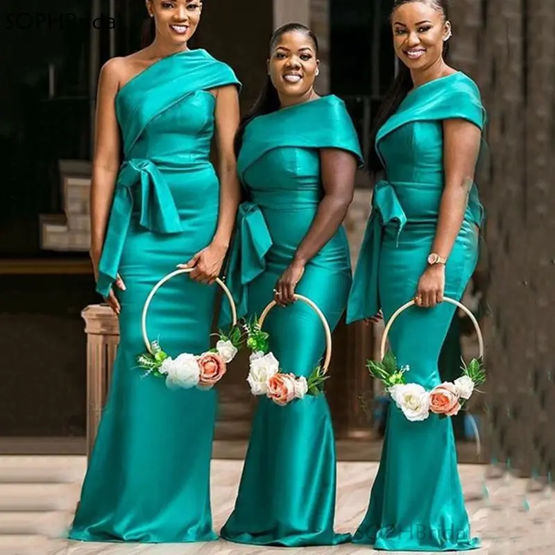 

Женское атласное платье-русалка, длинное вечернее платье на одно плечо, платье для подружки невесты, 2021