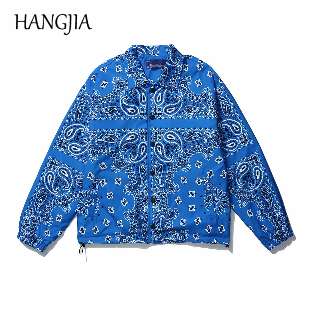 

Cashew Print Vintage Coach Jacket 2020 Paisley Floral Windbreaker Thin Hip Hop Streetwear Men's Coach Jacket Red Blue Black