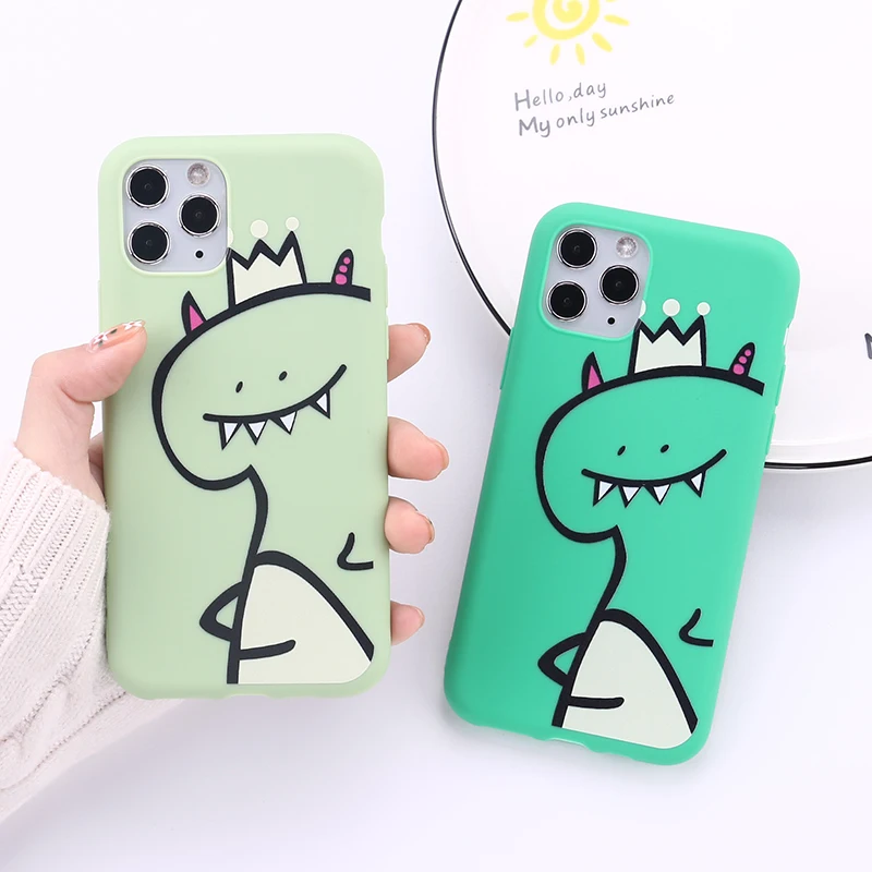 

Cute Cartoon Dinosaurs Full Protection Case For iPhone 12 Mini 11 Pro Max 7 8 6 6S Plus XR X XS MAX SE Soft Phone Cover Fundas