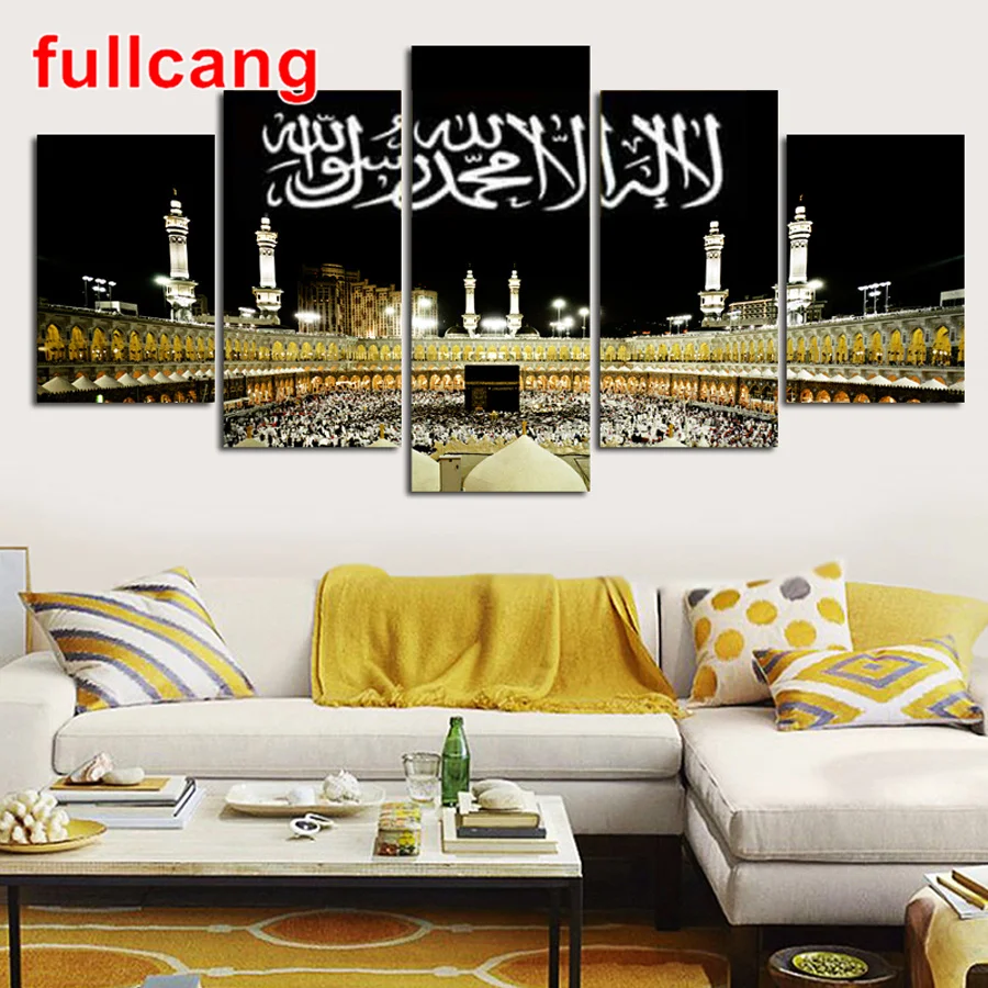 

Картина из страз ночного вида исламского дворца, алмазная вышивка «сделай сам» из 5 предметов, полная выкладка из квадратных круглых страз, ...