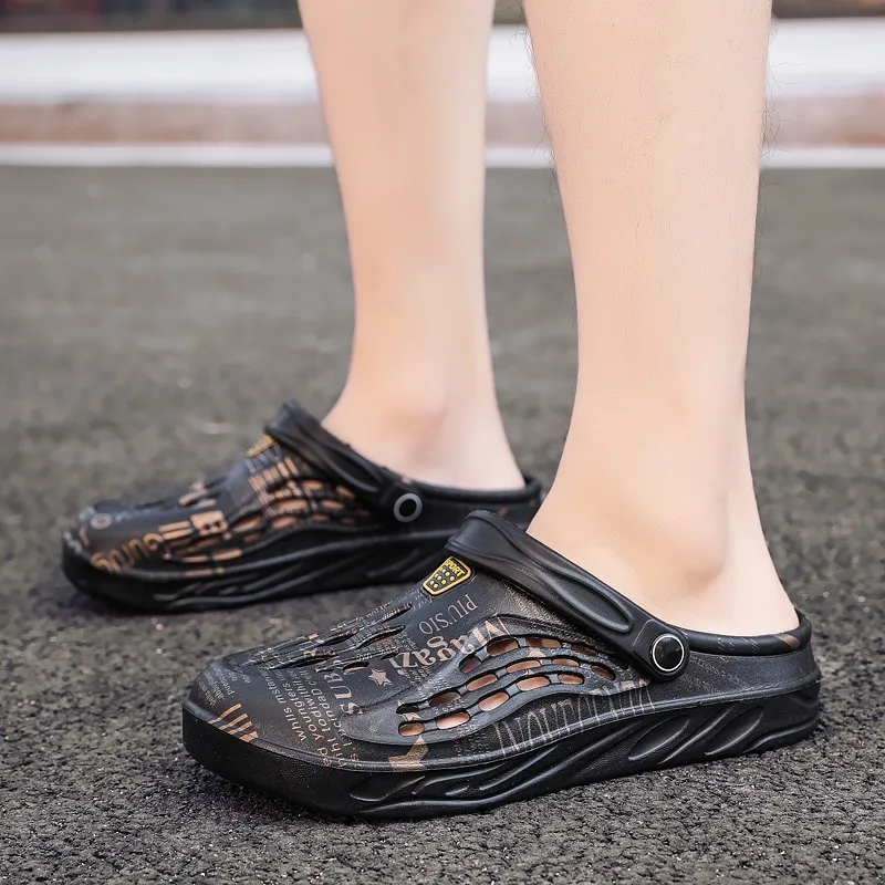 Мужские и женские летние пляжные сандалии удобные сабо из ЭВА с принтом уличные