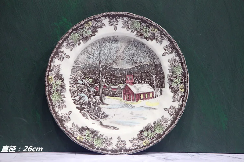 

British Ceramic Tableware Underglaze Color Kitchen Household 2 or 4 People Dinner Plate Gift Set British Manor Series