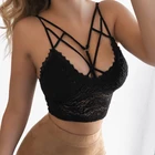Сексуальное кружевное нижнее белье с отделкой, 3 шт., прозрачные майки на бретелях-спагетти, модное женское нижнее белье, Черная майка