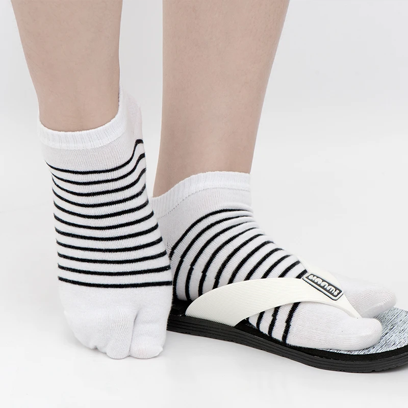 1 пара мужские короткие полосатые хлопковые носки с двумя пальцами|toe socks men|mens dress