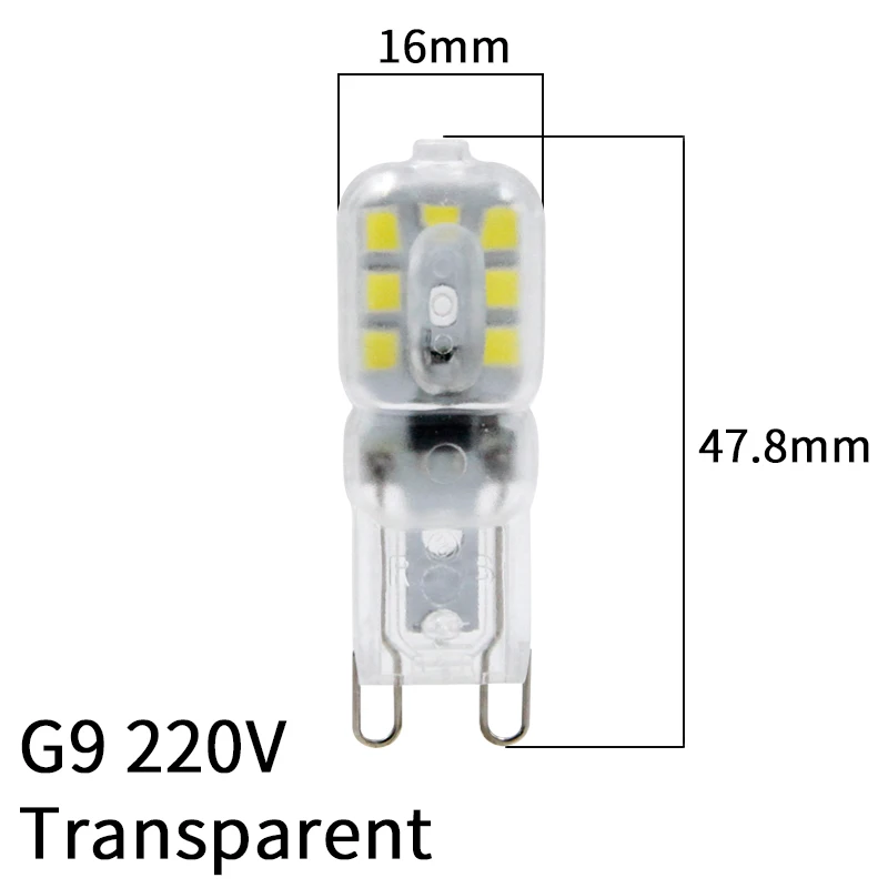 G9 220V Transparent Светодиодная лампа G4 G9 DC 12 V/AC 220V 2W SMD 2835 прозрачная/молочно-белая люстра-прожектор Светодиодная лампа сменная галогеновой лампы - Испускаемый цвет: G9 220V Transparent