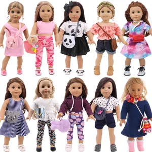 Кукольная одежда 1 комплект = платье, юбка и милая сумка с животными для куклы реборн 18 дюймов, американский и 43 см, подарок для девочек сделай сам