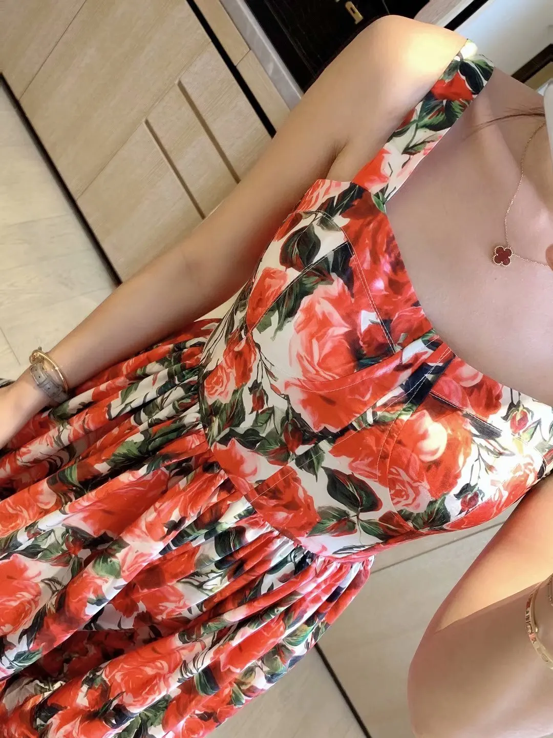 Женское длинное платье на бретельках [EWQ] Элегантное Длинное Платье с принтом