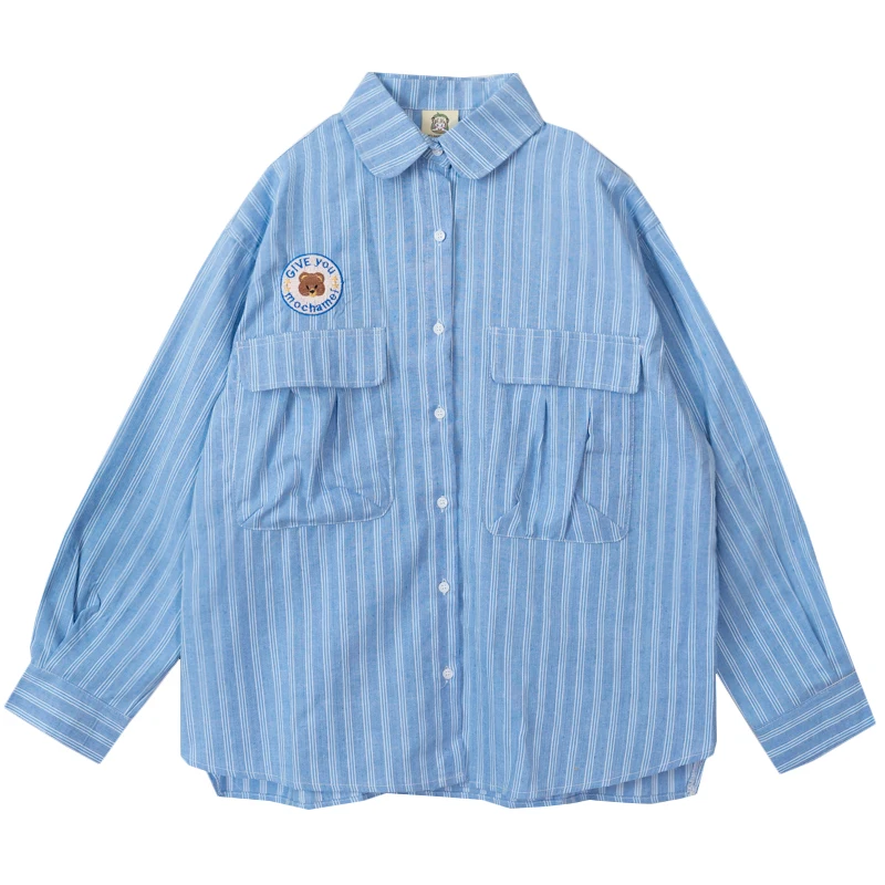 На весну и лето Новое поступление Женская блузка в Полоску Хлопок игривый