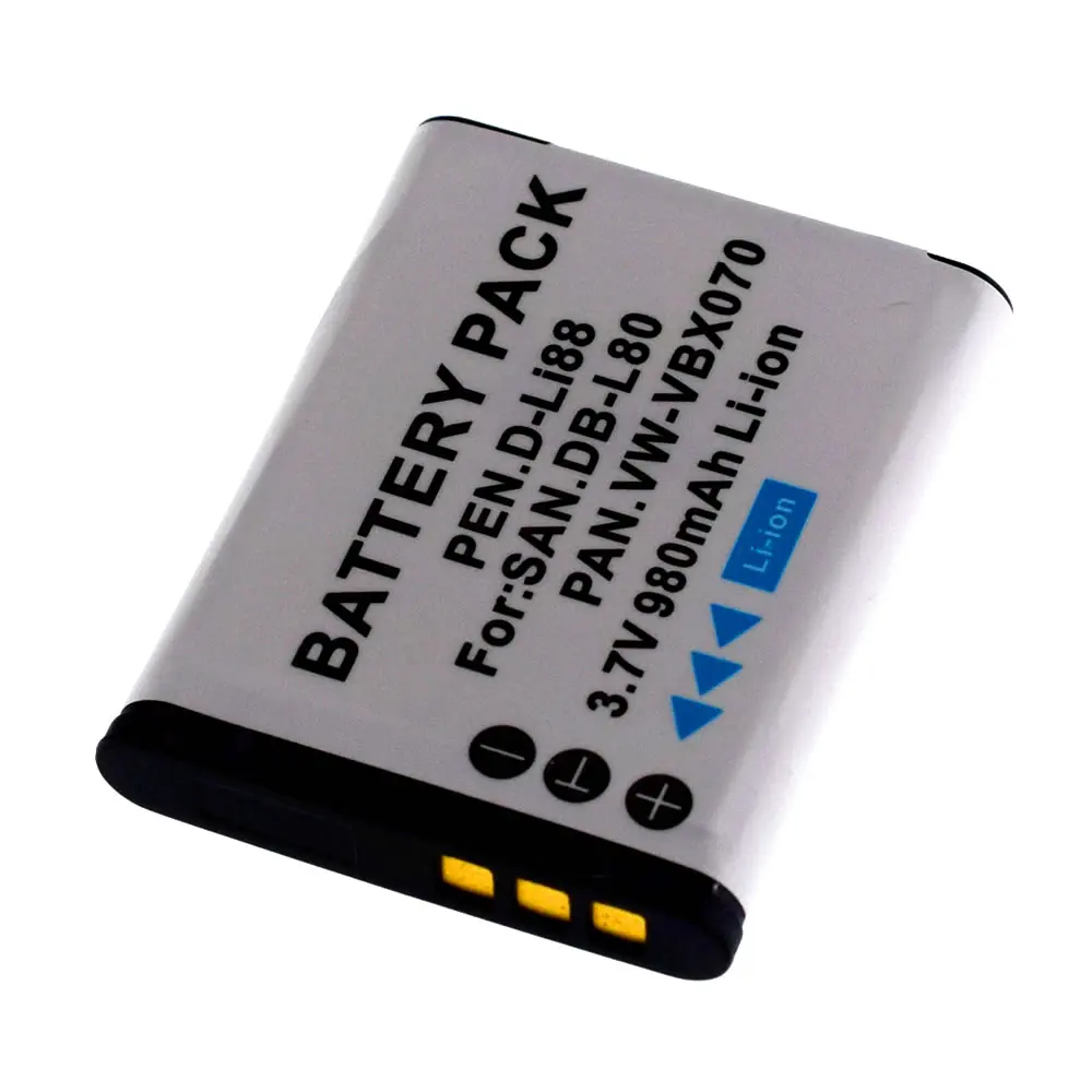 4 New Battery Pack + Charge for Sanyo DB-L80 L80A DBL80 Pentax D-L188 DL188 D-Li88 VPC-GH1GX CS1PX X1 Car Plug | Электроника