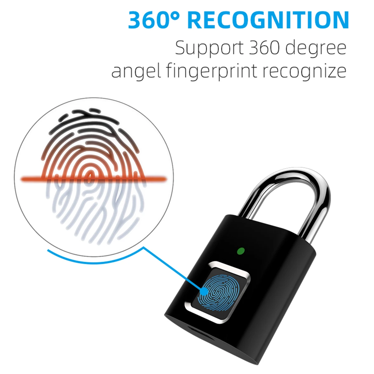 

Keyless USB Rechargeable Door Lock Fingerprint Smart Padlock Quick Unlock Metal Keyless Door Lock Quick Unlock