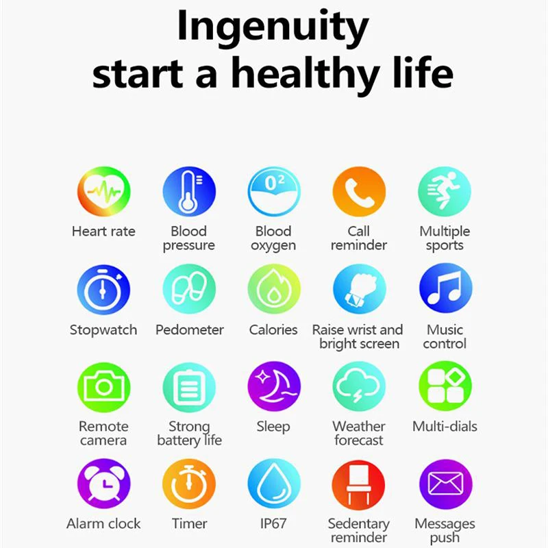 

Bluetooth 5.0 1.4 Inch IP67 Waterproof Smart Watch Fitness Tracker Heart Rate Monitor Women Men Electronics Sport Smartwatch