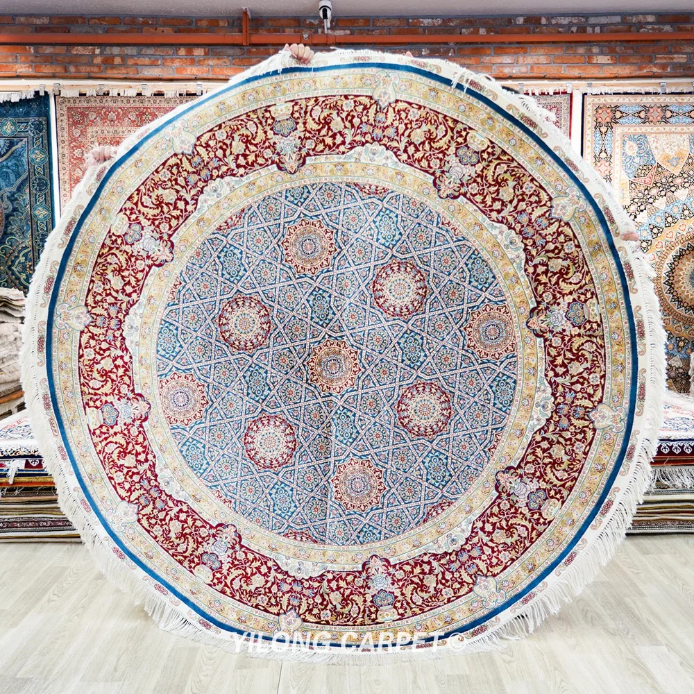 

YILONG 6'x6' Traditional Persian Style Blue Medallion Round Oriental Rugs (TJ108A)
