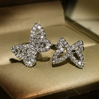 2021 trendy s925 butterfly rings resizable fine jewelry bow adjustable open women wedding christmas gift wholesale