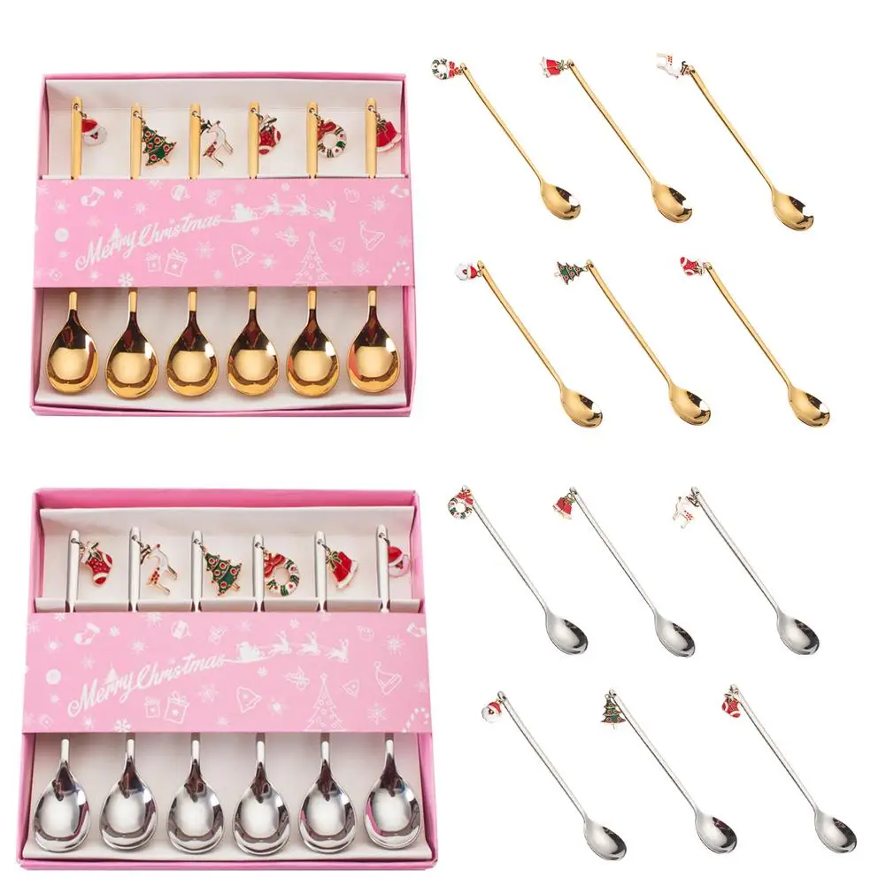 6 шт./компл. винтажная чайная ложка инновационный Рождественский набор ложек из