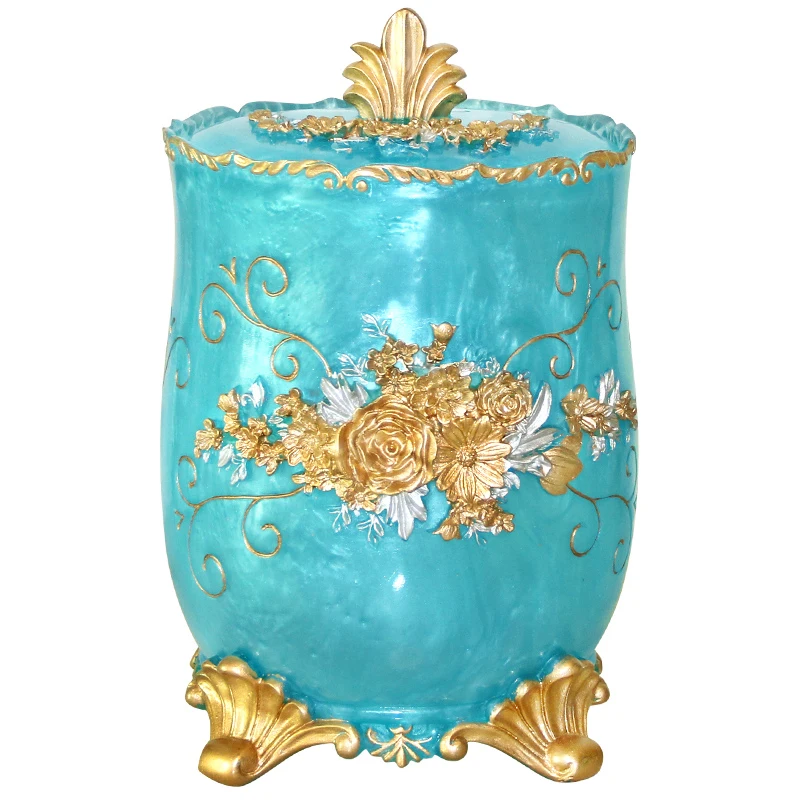 

Creative Trash Fashion Household Living Room Trash Can Light Luxury Kitchen Bathroom with Lid round Dust Basket Resin