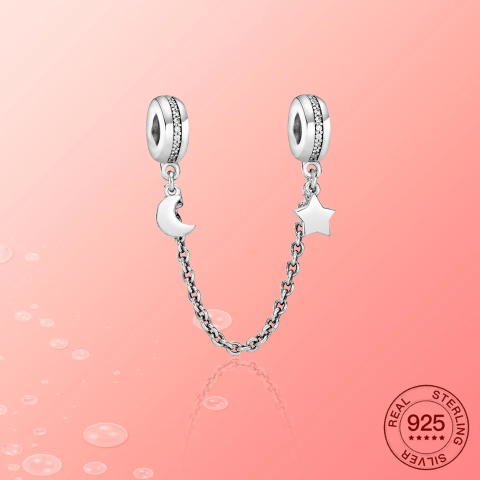 Подвеска moon charm из стерлингового серебра 925 пробы безопасная цепочка подходит для