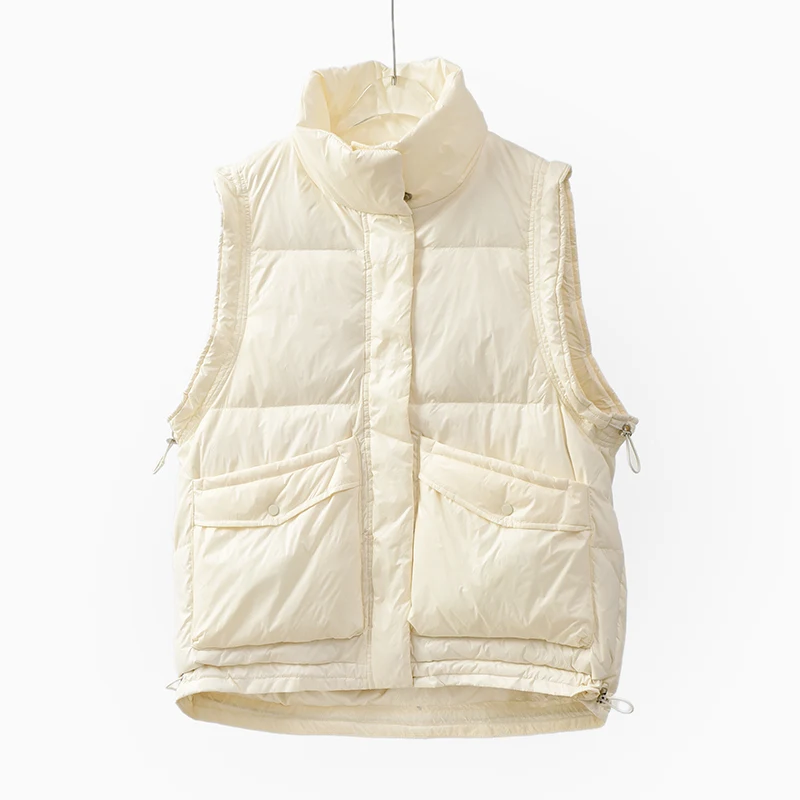 

Новинка 2021, осенне-зимний теплый пуховой жилет, модное женское пальто на молнии без рукавов, топы, женская Повседневная Верхняя одежда для дам