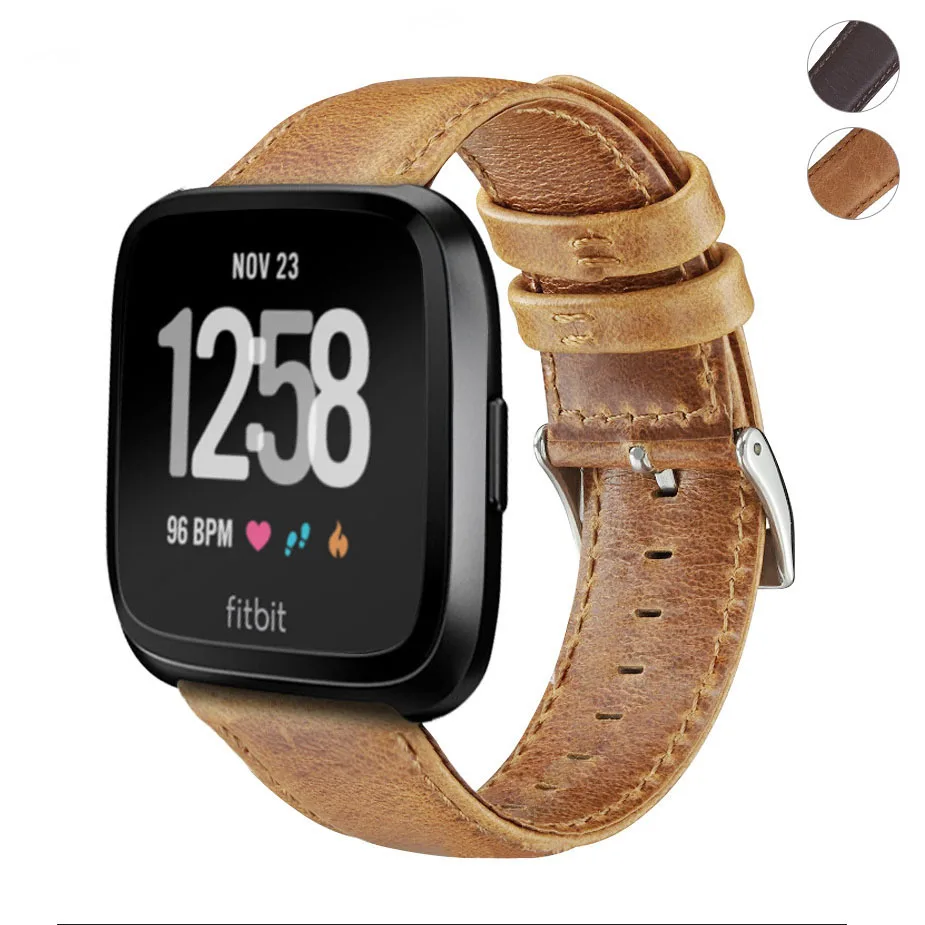 Прочный кожаный браслет ремешок для Fitbit Versa фитнес Браслет женские мужские Смарт