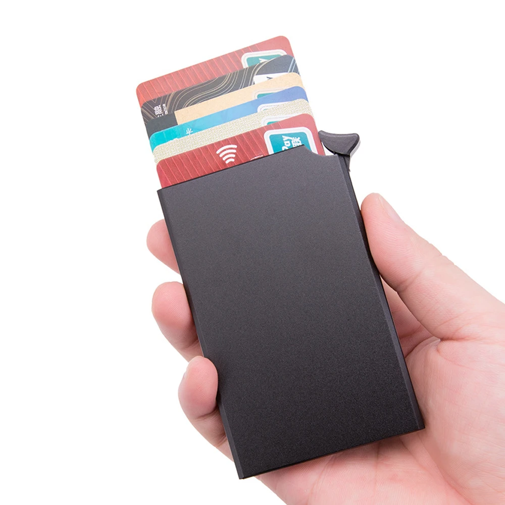 RFID Противоугонный Умный кошелек Тонкий ID держатель для карт унисекс автоматически твердый металлический держатель для банковской кредитной карты бизнес мини