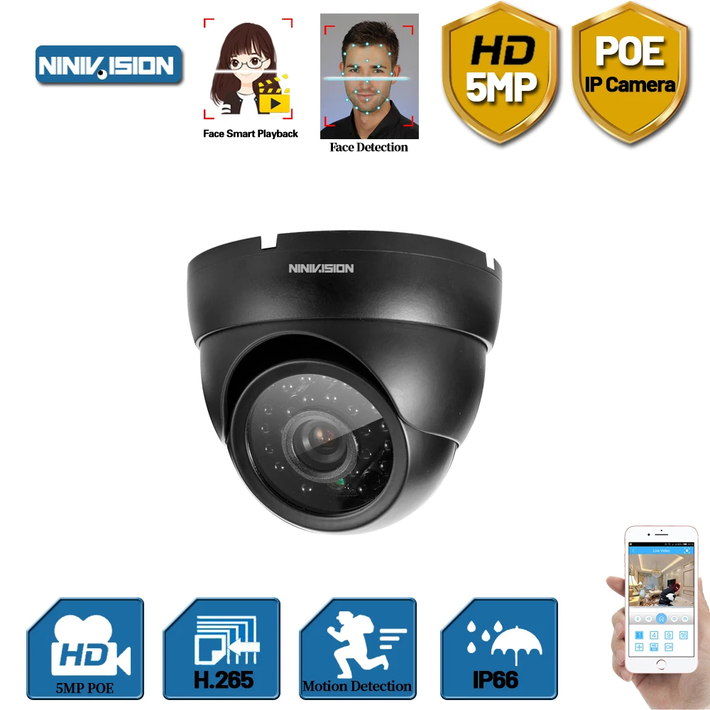 H.265 POE Водонепроницаемая 5MP 4MP 1080P домашняя уличная ip-камера 24 купольные камеры с