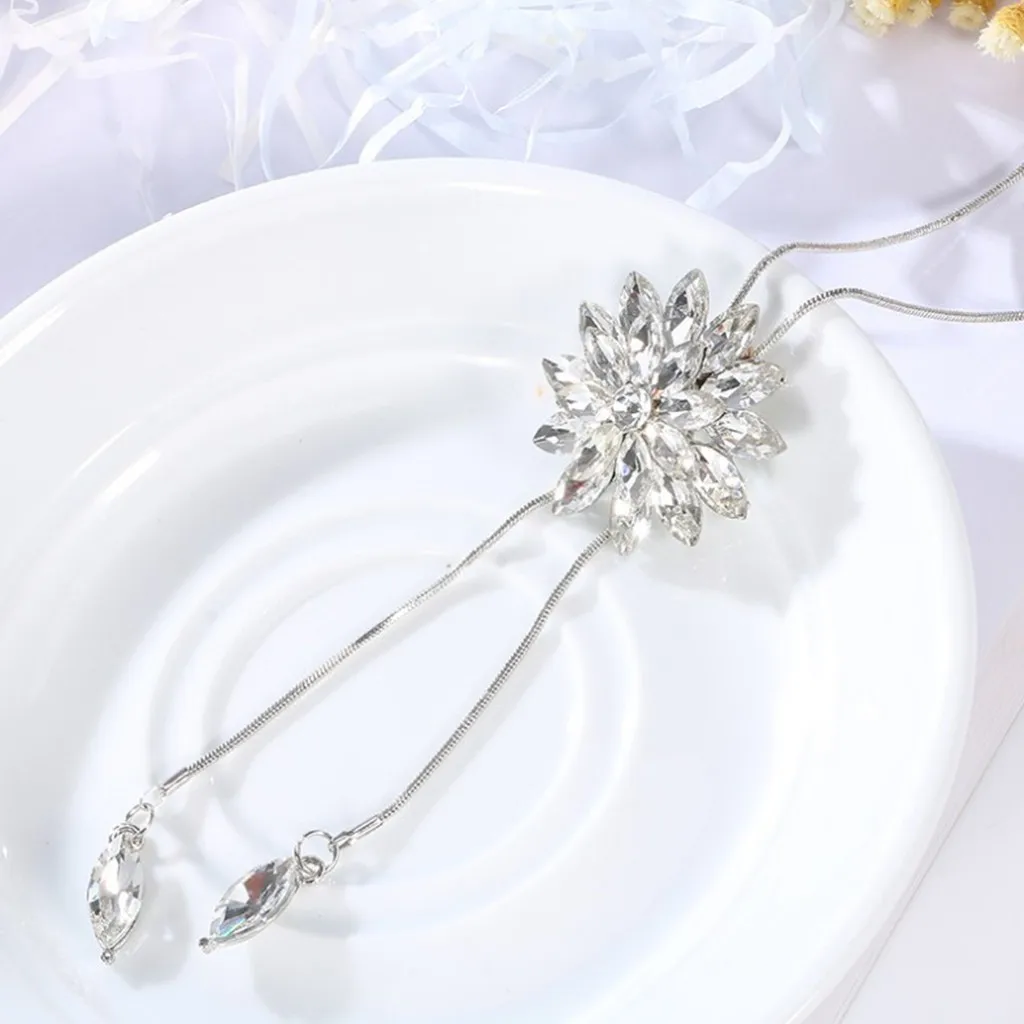 Женское Ожерелье с листьями и ЖЕМЧУЖНОЙ БАХРОМОЙ длинная цепочка на свитер