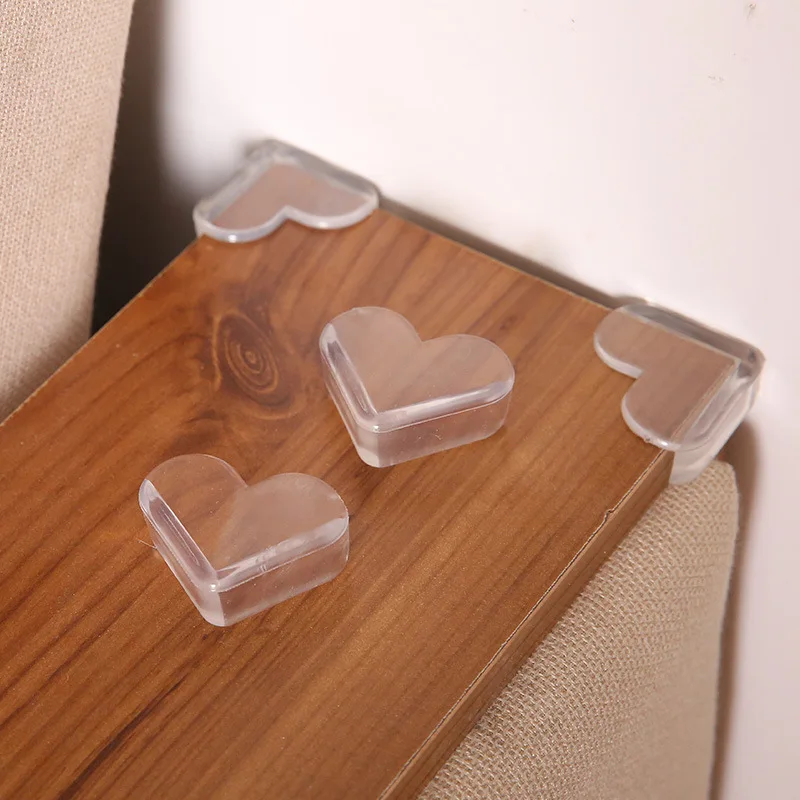 Protector de silicona transparente con forma de amor para beb&eacute;s, cubierta de borde de mesa para ni&ntilde;os, protectores de mesa para muebles, 4 unids/lote-0