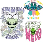 Термоклейкие наклейки в виде НЛО, инопланетянина, бабочки, термоклейкие наклейки для одежды