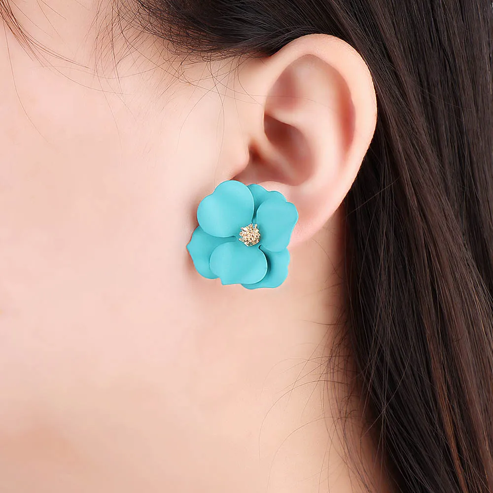 Женские акриловые серьги Hyperbole в виде цветка большие белые оранжевые зеленые